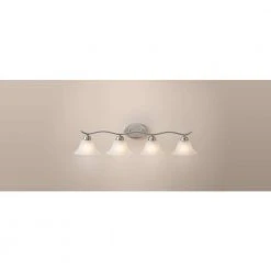 Hampton Bay Andenne 4-Light Brushed Nickel Bathroom Vanity Light with Bell Shaped Marbleized Glass Shades -Hampton Bay Shop brushed nickel hampton bay vanity lighting 2828 bn a0 1000