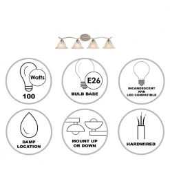 Hampton Bay Andenne 4-Light Brushed Nickel Bathroom Vanity Light with Bell Shaped Marbleized Glass Shades -Hampton Bay Shop brushed nickel hampton bay vanity lighting 2828 bn d4 1000