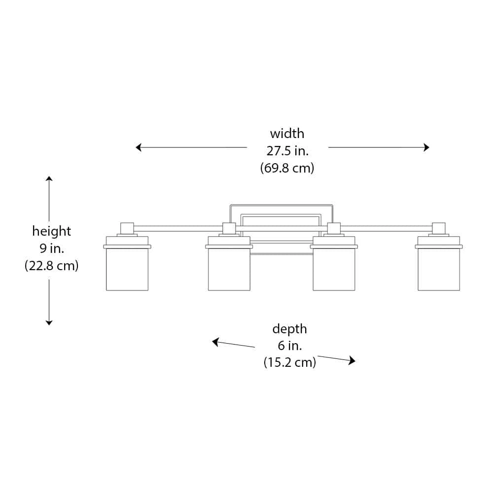 Hampton Bay Cade 4-Light Brushed Nickel Bathroom Vanity Light Fixture with Frosted Glass Shades 3 Hampton Bay Cade 4-Light Brushed Nickel Bathroom Vanity Light Fixture with Frosted Glass Shades - Image 3