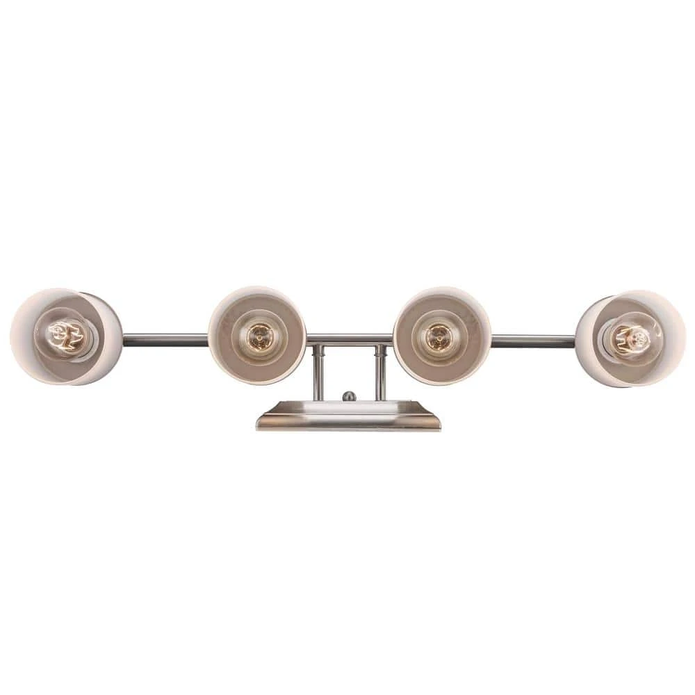 Hampton Bay Cade 4-Light Brushed Nickel Bathroom Vanity Light Fixture with Frosted Glass Shades 10 Hampton Bay Cade 4-Light Brushed Nickel Bathroom Vanity Light Fixture with Frosted Glass Shades - Image 10