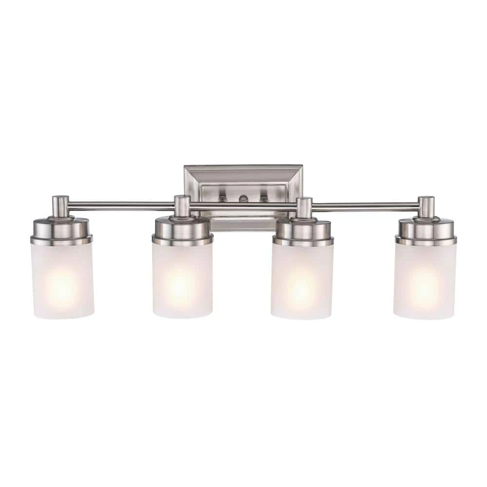 Hampton Bay Cade 4-Light Brushed Nickel Bathroom Vanity Light Fixture with Frosted Glass Shades 7 Hampton Bay Cade 4-Light Brushed Nickel Bathroom Vanity Light Fixture with Frosted Glass Shades - Image 7