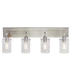 Hampton Bay Regan 29.13 in. 4-Light Brushed Nickel Bathroom Vanity Light with Clear Glass Shades 22 Hampton Bay Regan 29.13 in. 4-Light Brushed Nickel Bathroom Vanity Light with Clear Glass Shades -Hampton Bay Shop brushed nickel hampton bay vanity lighting ds19074 1f 1000
