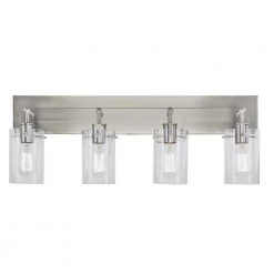 Hampton Bay Regan 29.13 in. 4-Light Brushed Nickel Bathroom Vanity Light with Clear Glass Shades 23 Hampton Bay Regan 29.13 in. 4-Light Brushed Nickel Bathroom Vanity Light with Clear Glass Shades -Hampton Bay Shop brushed nickel hampton bay vanity lighting ds19074 44 1000