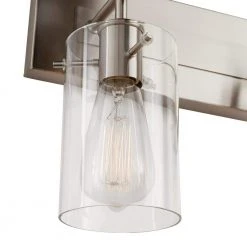 Hampton Bay Regan 29.13 in. 4-Light Brushed Nickel Bathroom Vanity Light with Clear Glass Shades 19 Hampton Bay Regan 29.13 in. 4-Light Brushed Nickel Bathroom Vanity Light with Clear Glass Shades -Hampton Bay Shop brushed nickel hampton bay vanity lighting ds19074 77 1000