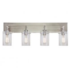 Hampton Bay Regan 29.13 in. 4-Light Brushed Nickel Bathroom Vanity Light with Clear Glass Shades 24 Hampton Bay Regan 29.13 in. 4-Light Brushed Nickel Bathroom Vanity Light with Clear Glass Shades -Hampton Bay Shop brushed nickel hampton bay vanity lighting ds19074 fa 1000