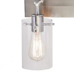 Hampton Bay Regan 12.75 in. 2-Light Brushed Nickel Vanity Light with Clear Glass Shades 15 Hampton Bay Regan 12.75 in. 2-Light Brushed Nickel Vanity Light with Clear Glass Shades -Hampton Bay Shop brushed nickel hampton bay vanity lighting ds19076 1d 1000