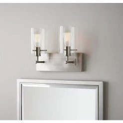 Hampton Bay Regan 12.75 in. 2-Light Brushed Nickel Vanity Light with Clear Glass Shades 13 Hampton Bay Regan 12.75 in. 2-Light Brushed Nickel Vanity Light with Clear Glass Shades -Hampton Bay Shop brushed nickel hampton bay vanity lighting ds19076 40 1000