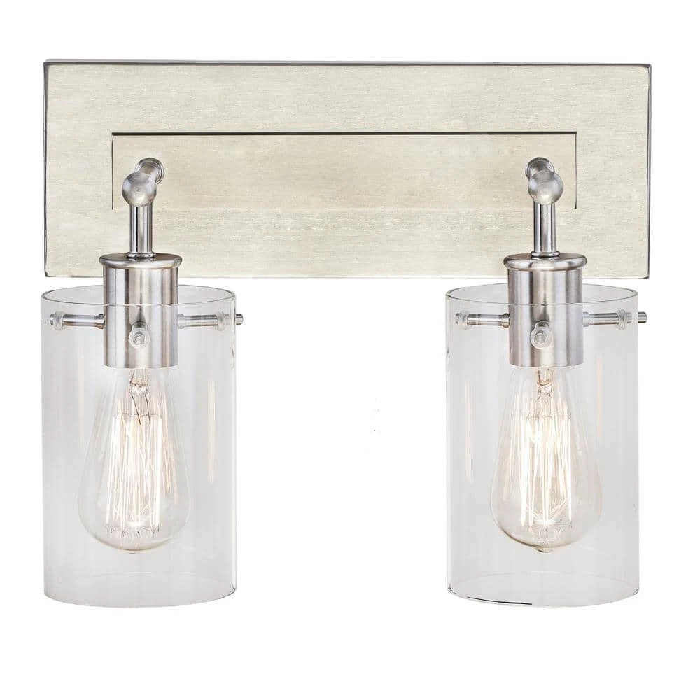 Hampton Bay Regan 12.75 in. 2-Light Brushed Nickel Vanity Light with Clear Glass Shades 9 Hampton Bay Regan 12.75 in. 2-Light Brushed Nickel Vanity Light with Clear Glass Shades - Image 9