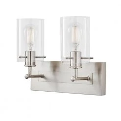 Hampton Bay Regan 12.75 in. 2-Light Brushed Nickel Vanity Light with Clear Glass Shades 16 Hampton Bay Regan 12.75 in. 2-Light Brushed Nickel Vanity Light with Clear Glass Shades -Hampton Bay Shop brushed nickel hampton bay vanity lighting ds19076 66 1000