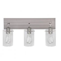 Hampton Bay Regan 21 in. 3-Light Brushed Nickel Bathroom Vanity Light with Clear Glass Shades -Hampton Bay Shop brushed nickel hampton bay vanity lighting ds19268 1f 1000