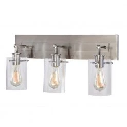 Hampton Bay Regan 21 in. 3-Light Brushed Nickel Bathroom Vanity Light with Clear Glass Shades -Hampton Bay Shop brushed nickel hampton bay vanity lighting ds19268 44 1000