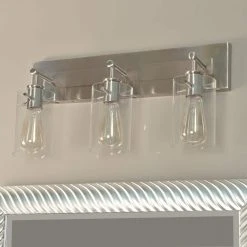 Hampton Bay Regan 21 in. 3-Light Brushed Nickel Bathroom Vanity Light with Clear Glass Shades -Hampton Bay Shop brushed nickel hampton bay vanity lighting ds19268 4f 1000