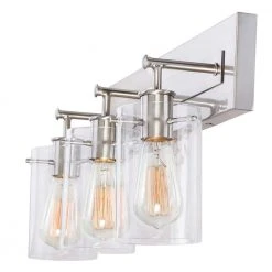Hampton Bay Regan 21 in. 3-Light Brushed Nickel Bathroom Vanity Light with Clear Glass Shades -Hampton Bay Shop brushed nickel hampton bay vanity lighting ds19268 76 1000
