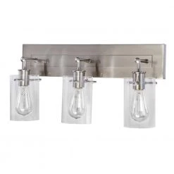 Hampton Bay Regan 21 in. 3-Light Brushed Nickel Bathroom Vanity Light with Clear Glass Shades -Hampton Bay Shop brushed nickel hampton bay vanity lighting ds19268 fa 1000