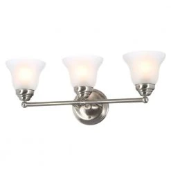 Hampton Bay Ashhurst 3-Light Brushed Nickel Classic Traditional Bathroom Vanity Light with Frosted Glass Shades -Hampton Bay Shop brushed nickel hampton bay vanity lighting egm1393a 4 bn 44 1000
