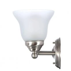 Hampton Bay Ashhurst 3-Light Brushed Nickel Classic Traditional Bathroom Vanity Light with Frosted Glass Shades -Hampton Bay Shop brushed nickel hampton bay vanity lighting egm1393a 4 bn 4f 1000