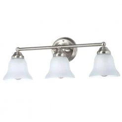 Hampton Bay Ashhurst 3-Light Brushed Nickel Classic Traditional Bathroom Vanity Light with Frosted Glass Shades -Hampton Bay Shop brushed nickel hampton bay vanity lighting egm1393a 4 bn 76 1000