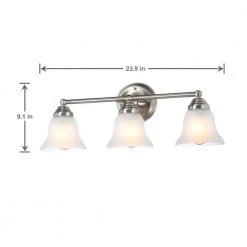 Hampton Bay Ashhurst 3-Light Brushed Nickel Classic Traditional Bathroom Vanity Light with Frosted Glass Shades -Hampton Bay Shop brushed nickel hampton bay vanity lighting egm1393a 4 bn a0 1000