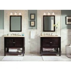 Hampton Bay Ashhurst 3-Light Brushed Nickel Classic Traditional Bathroom Vanity Light with Frosted Glass Shades -Hampton Bay Shop brushed nickel hampton bay vanity lighting egm1393a 4 bn fa 1000