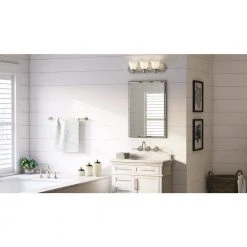 Hampton Bay Tavish 24 in. 3-Light Brushed Nickel Classic Bathroom Vanity Light with Frosted Shades -Hampton Bay Shop brushed nickel hampton bay vanity lighting hb2076 35 77 1000