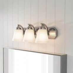 Hampton Bay Tavish 24 in. 3-Light Brushed Nickel Classic Bathroom Vanity Light with Frosted Shades -Hampton Bay Shop brushed nickel hampton bay vanity lighting hb2076 35 c3 1000