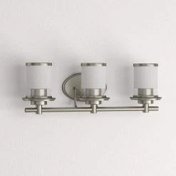 Hampton Bay Truitt 23.25 in. 3-Light Brushed Nickel Transitional Bathroom Vanity Light with Frosted and Clear Edge Glass Shades -Hampton Bay Shop brushed nickel hampton bay vanity lighting hb2577 35 4f 1000