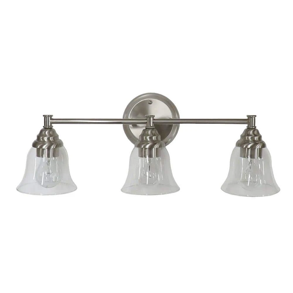 Hampton Bay Marsden 23.5 in. 3-Light Brushed Nickel Vanity Light with Bathroom Hardware Kit 1 Hampton Bay Marsden 23.5 in. 3-Light Brushed Nickel Vanity Light with Bathroom Hardware Kit