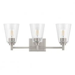 Hampton Bay Wakefield 22 in. 3-Light Brushed Nickel Modern Wall Mount Sconce Light with Clear Glass Shades -Hampton Bay Shop brushed nickel hampton bay vanity lighting hb3681 35 31 1000