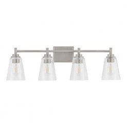 Hampton Bay Wakefield 31 in. 4-Light Brushed Nickel Wall Mount Sconce Light with Clear Glass Shades -Hampton Bay Shop brushed nickel hampton bay vanity lighting hb3682 35 31 1000