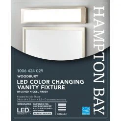 Hampton Bay Woodbury 24.6 in. 1-Light Brushed Nickel Integrated LED Bathroom Vanity Light Bar with Frosted Acrylic Shade 21 Hampton Bay Woodbury 24.6 in. 1-Light Brushed Nickel Integrated LED Bathroom Vanity Light Bar with Frosted Acrylic Shade -Hampton Bay Shop brushed nickel hampton bay vanity lighting iqp1301lx 07 bn 1f 1000