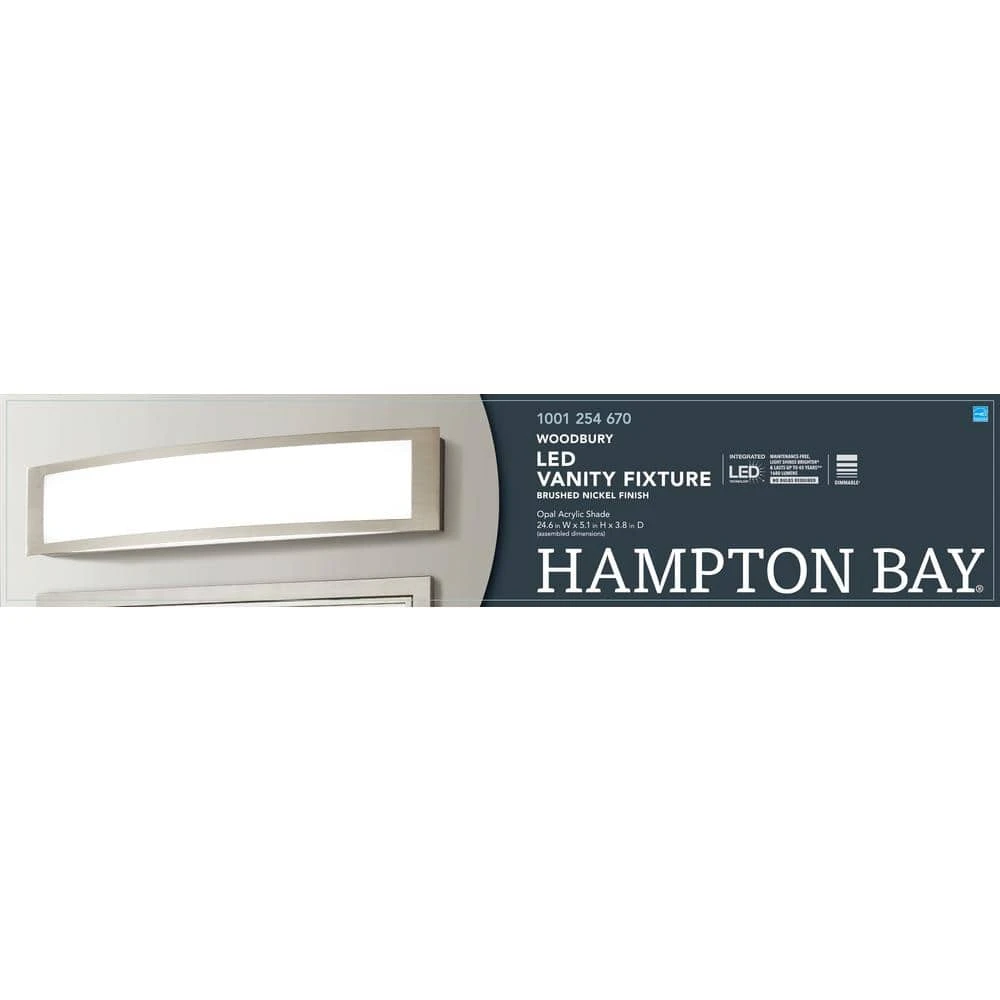 Hampton Bay Woodbury 24.5 in. Brushed Nickel Linear LED Vanity Light Bar 11 Hampton Bay Woodbury 24.5 in. Brushed Nickel Linear LED Vanity Light Bar - Image 11