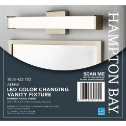 Hampton Bay Astrid 24 in. Brushed Nickel 5-CCT LED Bathroom Vanity Light Bar with Frosted Glass -Hampton Bay Shop brushed nickel hampton bay vanity lighting kpu1301lx 04 bn 1f 1000