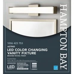 Hampton Bay Astrid 24 in. Brushed Nickel 5-CCT LED Bathroom Vanity Light Bar with Frosted Glass -Hampton Bay Shop brushed nickel hampton bay vanity lighting kpu1301lx 04 bn 4f 1000