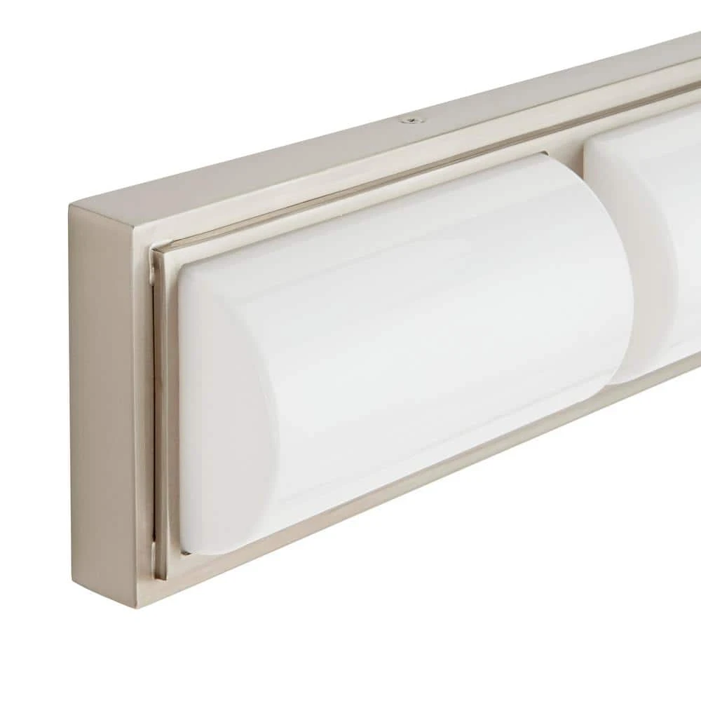 Hampton Bay Bingham 24.02 in. 1-Light Brushed Nickel Integrated LED Bathroom Vanity Light Bar with Frosted Acrylic Shade 4 Hampton Bay Bingham 24.02 in. 1-Light Brushed Nickel Integrated LED Bathroom Vanity Light Bar with Frosted Acrylic Shade - Image 4