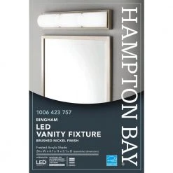 Hampton Bay Bingham 24.02 in. 1-Light Brushed Nickel Integrated LED Bathroom Vanity Light Bar with Frosted Acrylic Shade 16 Hampton Bay Bingham 24.02 in. 1-Light Brushed Nickel Integrated LED Bathroom Vanity Light Bar with Frosted Acrylic Shade -Hampton Bay Shop brushed nickel hampton bay vanity lighting kqs1303lx 02 4f 1000
