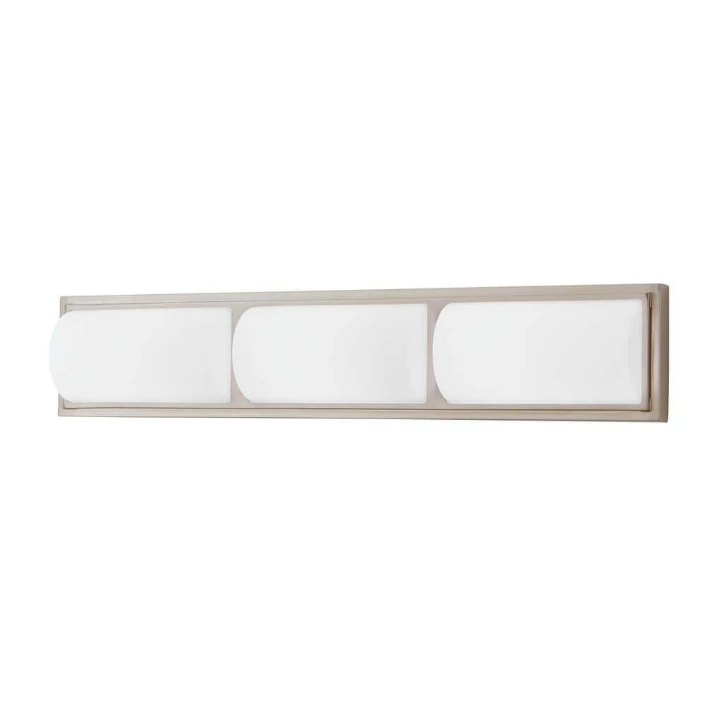 Hampton Bay Bingham 24.02 in. 1-Light Brushed Nickel Integrated LED Bathroom Vanity Light Bar with Frosted Acrylic Shade 1 Hampton Bay Bingham 24.02 in. 1-Light Brushed Nickel Integrated LED Bathroom Vanity Light Bar with Frosted Acrylic Shade