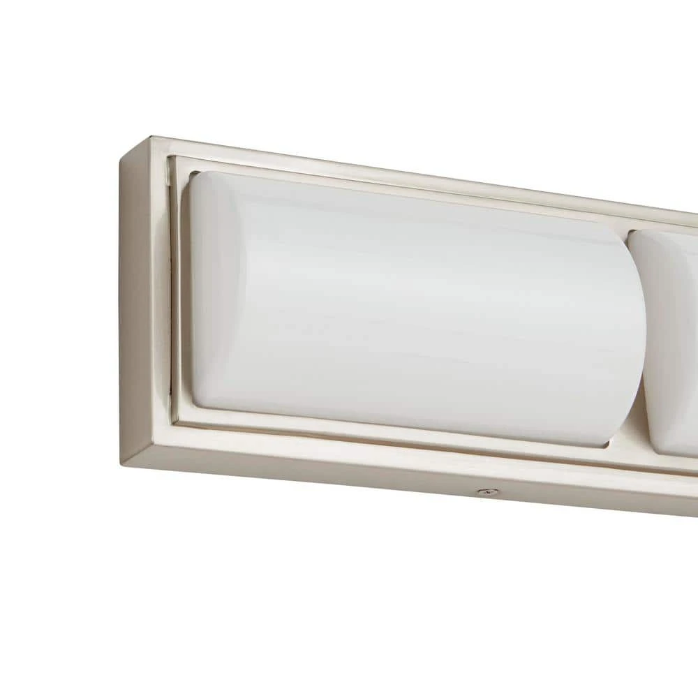 Hampton Bay Bingham 24.02 in. 1-Light Brushed Nickel Integrated LED Bathroom Vanity Light Bar with Frosted Acrylic Shade 3 Hampton Bay Bingham 24.02 in. 1-Light Brushed Nickel Integrated LED Bathroom Vanity Light Bar with Frosted Acrylic Shade - Image 3