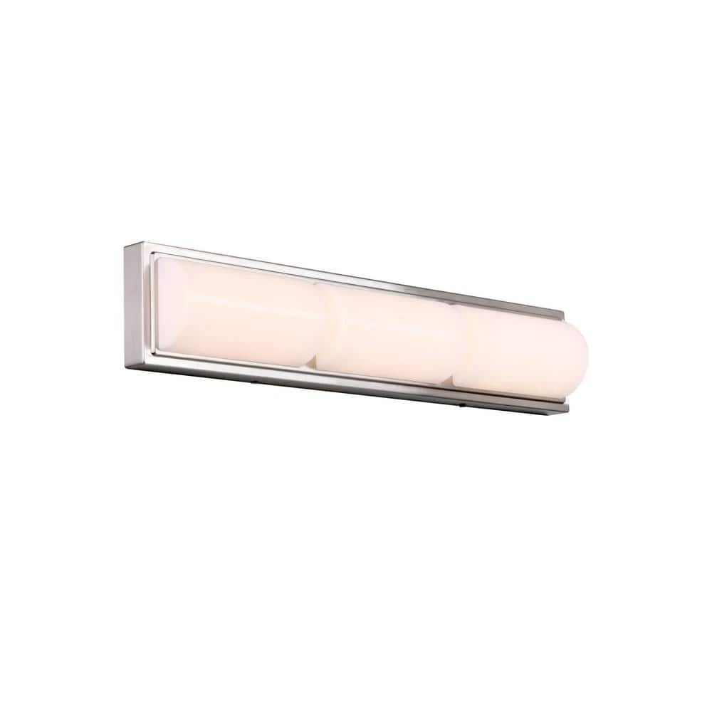 Hampton Bay Bingham 24.02 in. 1-Light Brushed Nickel Integrated LED Bathroom Vanity Light Bar with Frosted Acrylic Shade 6 Hampton Bay Bingham 24.02 in. 1-Light Brushed Nickel Integrated LED Bathroom Vanity Light Bar with Frosted Acrylic Shade - Image 6