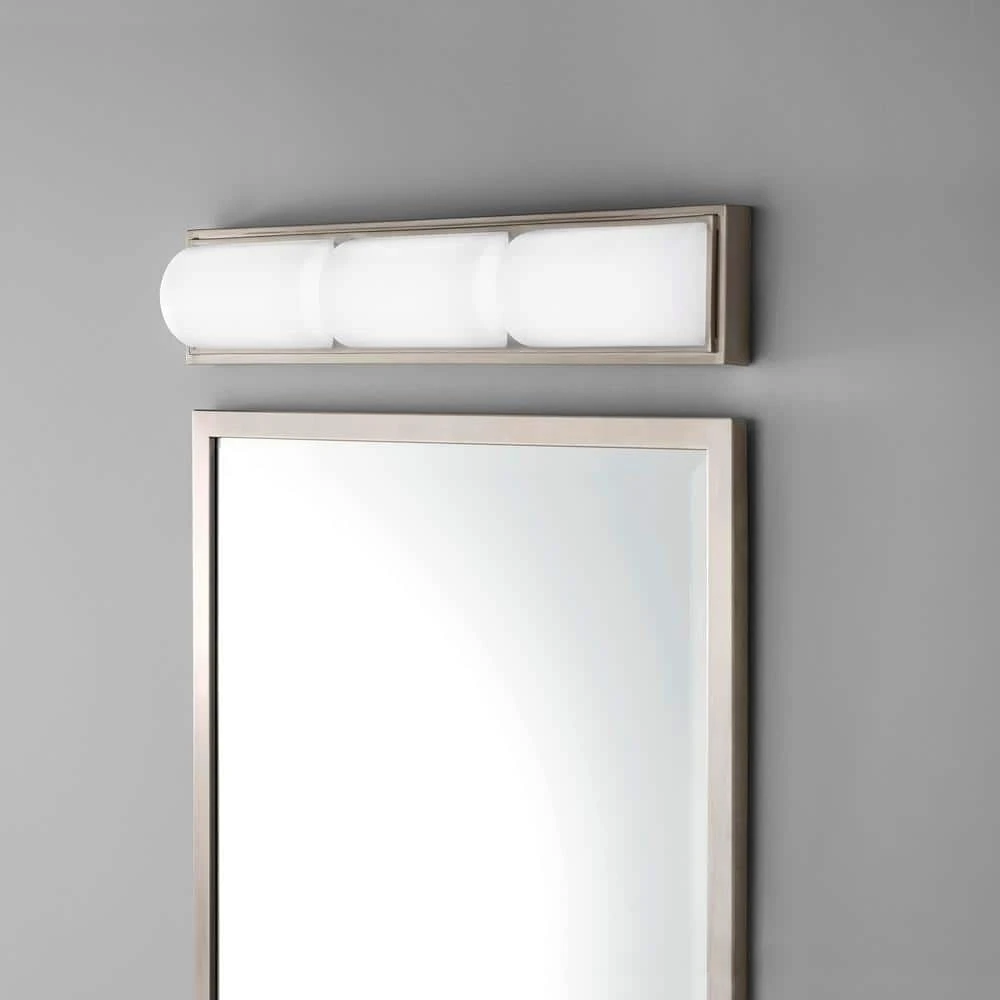 Hampton Bay Bingham 24.02 in. 1-Light Brushed Nickel Integrated LED Bathroom Vanity Light Bar with Frosted Acrylic Shade 2 Hampton Bay Bingham 24.02 in. 1-Light Brushed Nickel Integrated LED Bathroom Vanity Light Bar with Frosted Acrylic Shade - Image 2
