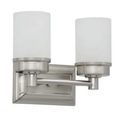 Hampton Bay Cade 2-Light Brushed Nickel Bathroom Vanity Light Fixture with Frosted Glass Shades -Hampton Bay Shop brushed nickel hampton bay vanity lighting nb23307 1f 1000