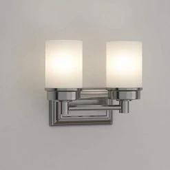 Hampton Bay Cade 2-Light Brushed Nickel Bathroom Vanity Light Fixture with Frosted Glass Shades -Hampton Bay Shop brushed nickel hampton bay vanity lighting nb23307 40 1000