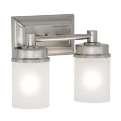Hampton Bay Cade 2-Light Brushed Nickel Bathroom Vanity Light Fixture with Frosted Glass Shades -Hampton Bay Shop brushed nickel hampton bay vanity lighting nb23307 44 1000