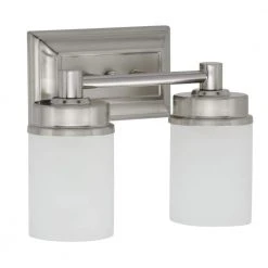Hampton Bay Cade 2-Light Brushed Nickel Bathroom Vanity Light Fixture with Frosted Glass Shades -Hampton Bay Shop brushed nickel hampton bay vanity lighting nb23307 4f 1000