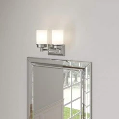 Hampton Bay Cade 2-Light Brushed Nickel Bathroom Vanity Light Fixture with Frosted Glass Shades -Hampton Bay Shop brushed nickel hampton bay vanity lighting nb23307 d4 1000