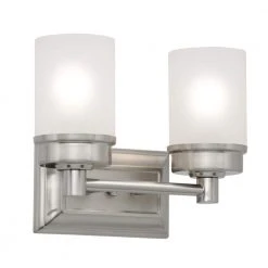 Hampton Bay Cade 2-Light Brushed Nickel Bathroom Vanity Light Fixture with Frosted Glass Shades -Hampton Bay Shop brushed nickel hampton bay vanity lighting nb23307 fa 1000