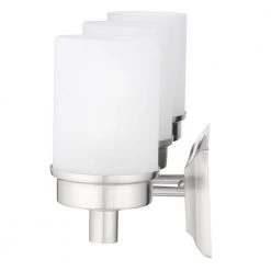 Hampton Bay Cade 3-Light 20.25 in. Brushed Nickel Transitional Hardwired Bathroom Vanity Light with Frosted Glass Shades -Hampton Bay Shop brushed nickel hampton bay vanity lighting nb33307 1d 1000