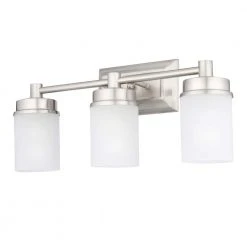 Hampton Bay Cade 3-Light 20.25 in. Brushed Nickel Transitional Hardwired Bathroom Vanity Light with Frosted Glass Shades -Hampton Bay Shop brushed nickel hampton bay vanity lighting nb33307 1f 1000