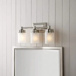 Hampton Bay Cade 3-Light 20.25 in. Brushed Nickel Transitional Hardwired Bathroom Vanity Light with Frosted Glass Shades -Hampton Bay Shop brushed nickel hampton bay vanity lighting nb33307 44 1000