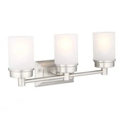 Hampton Bay Cade 3-Light 20.25 in. Brushed Nickel Transitional Hardwired Bathroom Vanity Light with Frosted Glass Shades -Hampton Bay Shop brushed nickel hampton bay vanity lighting nb33307 4f 1000