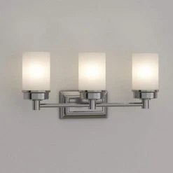 Hampton Bay Cade 3-Light 20.25 in. Brushed Nickel Transitional Hardwired Bathroom Vanity Light with Frosted Glass Shades -Hampton Bay Shop brushed nickel hampton bay vanity lighting nb33307 66 1000